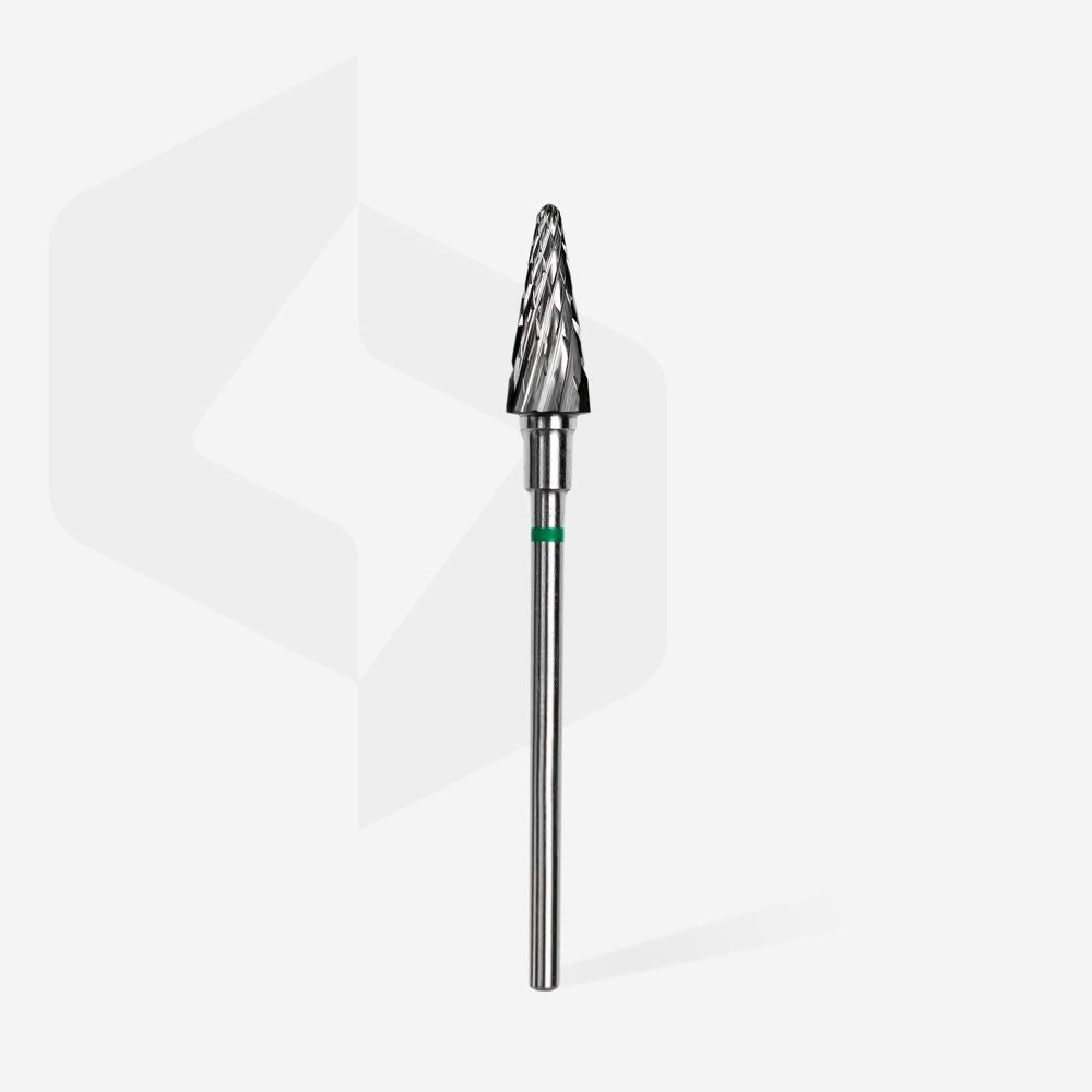 STALEKS Carbide nail drill bit cone green EXPERT head diameter 6 mm / working part 14 mm