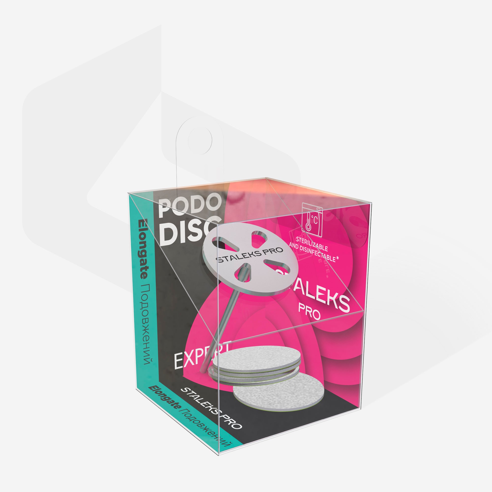 STALEKS Elongated pedicure disc PODODISC M EXPERT and set of disposable files 180 grit 5 pcs (20 mm)