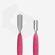 STALEKS Manicure pusher Gummy  with silicone handle UNIQ 10 TYPE 1 (rounded wide and rounded narrow pusher)