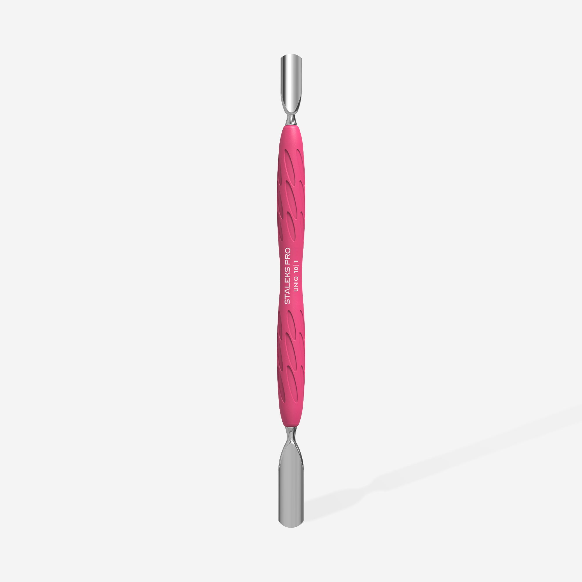 STALEKS Manicure pusher Gummy  with silicone handle UNIQ 10 TYPE 1 (rounded wide and rounded narrow pusher)