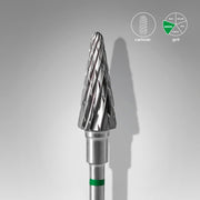 STALEKS Carbide nail drill bit cone green EXPERT head diameter 6 mm / working part 14 mm