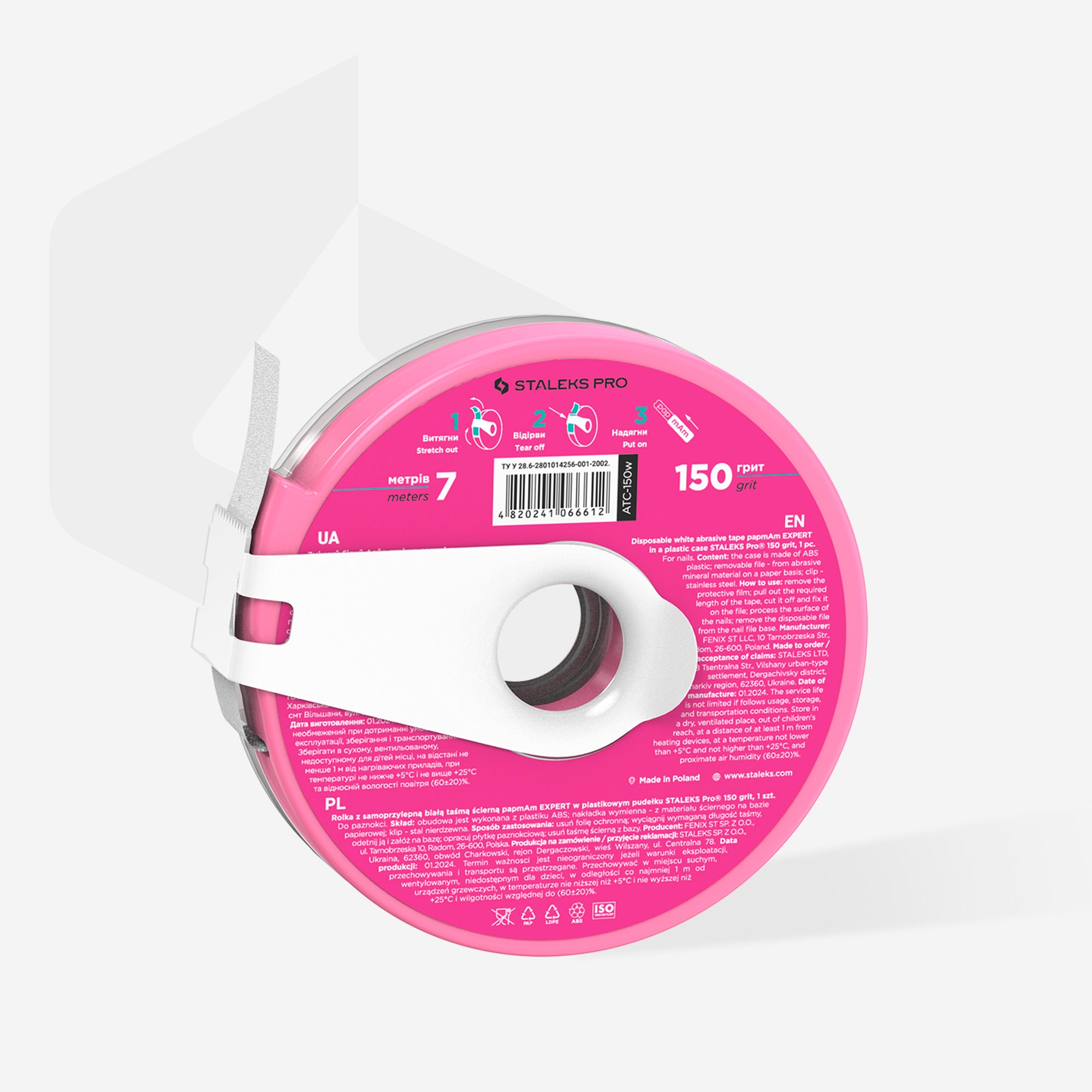 STALEKS Disposable white abrasive tape papmAm EXPERT 150 grit in a plastic case